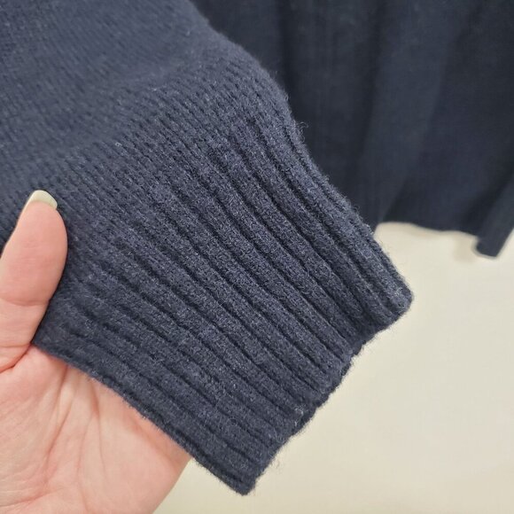 J. Crew Factory Mens Vintage Navy Blue 100% Lambswool Zip Up Mock Neck Sweater L - Picture 2 of 6